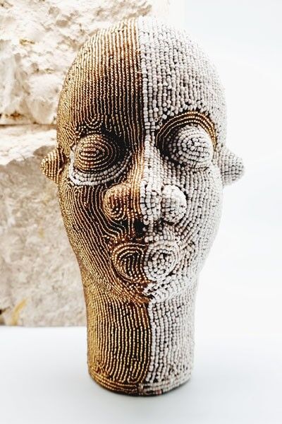 Cabeza de perla abstracta - Modelo pequeño - Oro blanco n ° 2