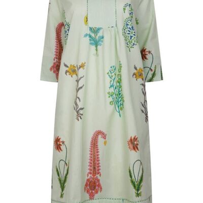Botanicals Print Cotton Tunic Dress Culpeper Green