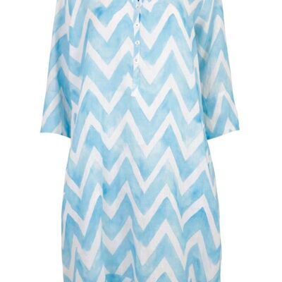 Hazy Zig Zag Print Linen Tunic Dress Multi