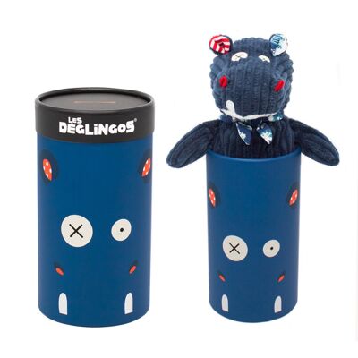 LES DEGLINGOS - Peluche toute douce bébé enfant- Boite cadeau tirelire- Grand Simply Hippipos l'hippopotame