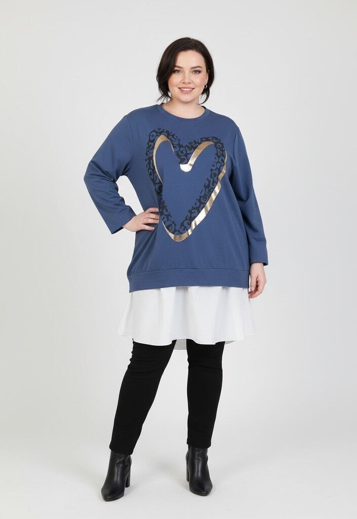 Blaues Kleid mit Herzmuster in Übergröße (T221214)