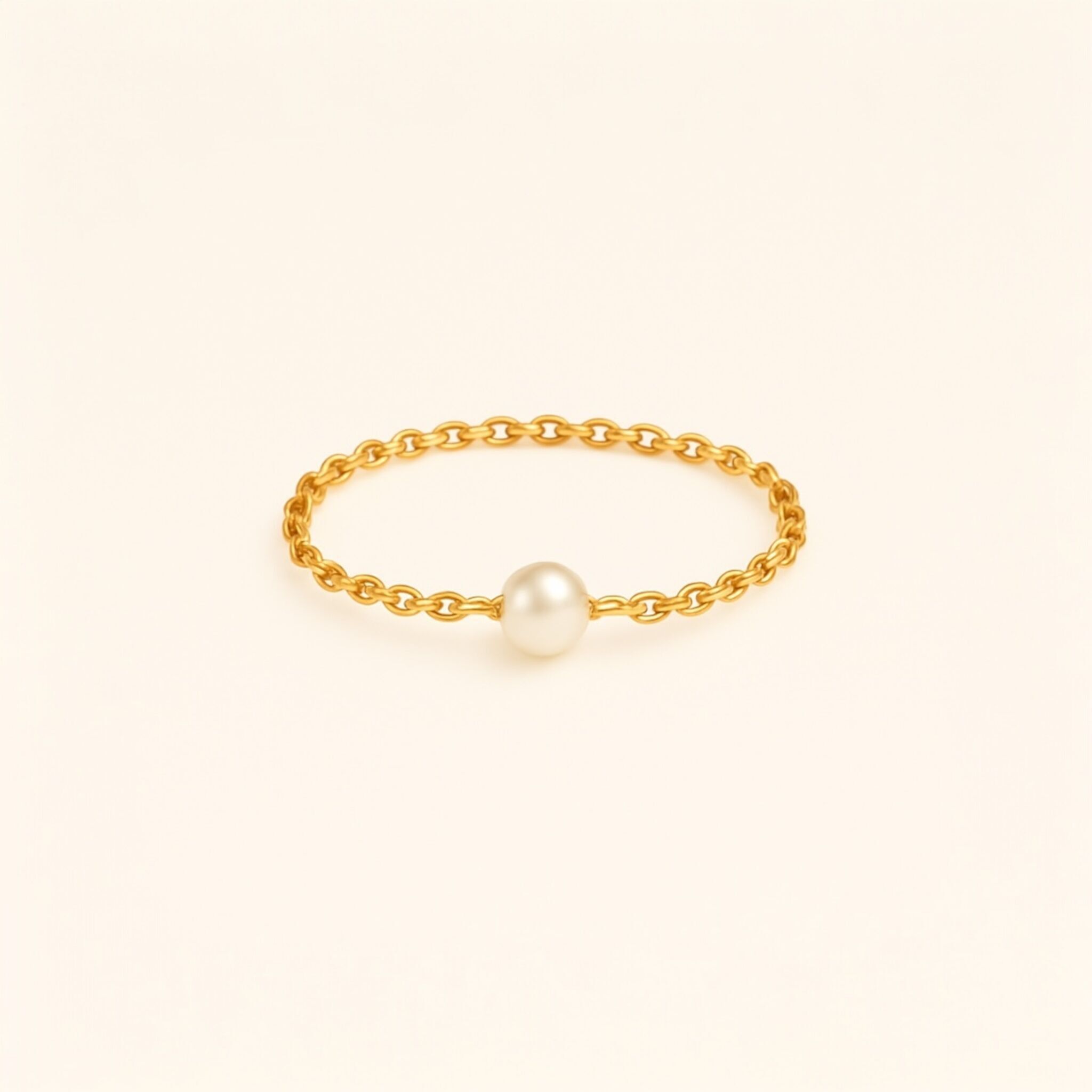 Bague chaînette dorée ou argent 925 avec perle de culture