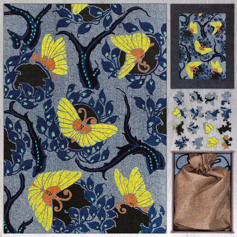 Wooden puzzle for adults - Emile-Allain Séguy's Butterfly Pochoir Pattern