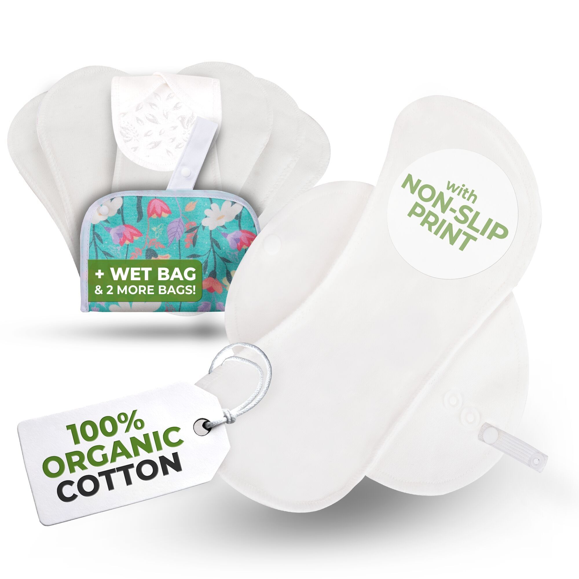 Rutschfeste, wiederverwendbare Premium-Slipeinlagen für Frauen und Teenager (S, 7er-Pack) – White Lily