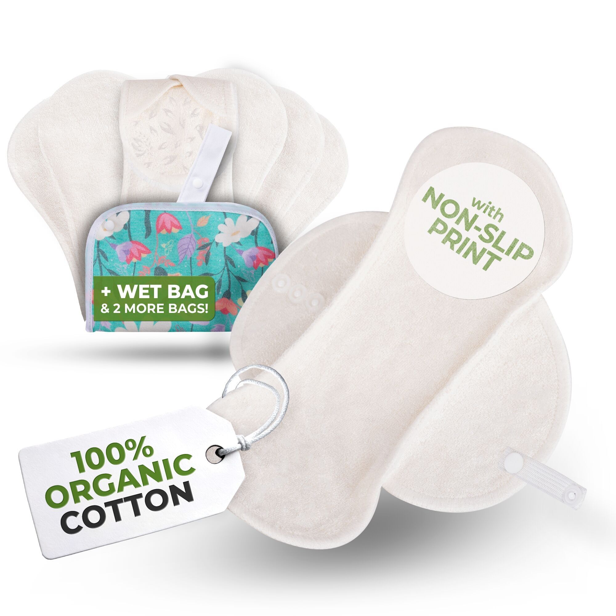 Rutschfeste, wiederverwendbare Premium-Slipeinlagen für Frauen und Teenager (S, 7er-Pack) – Schneekönigin