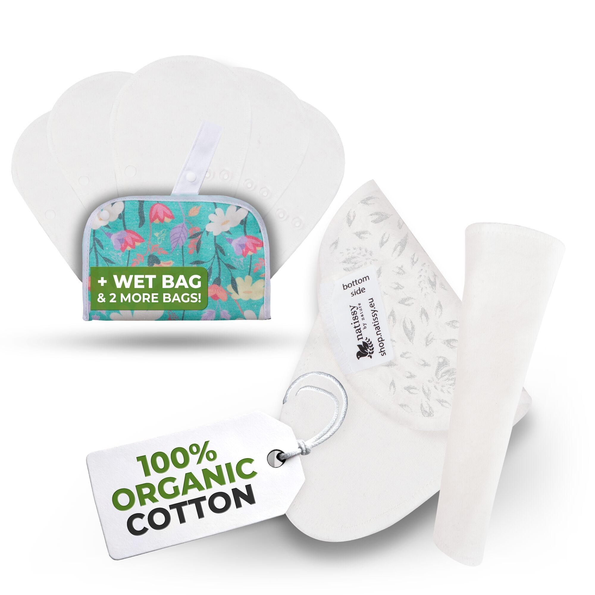 Rutschfeste, wiederverwendbare Premium-Slipeinlagen für Frauen und Teenager (Tanga S, 7er-Pack) – White Lily