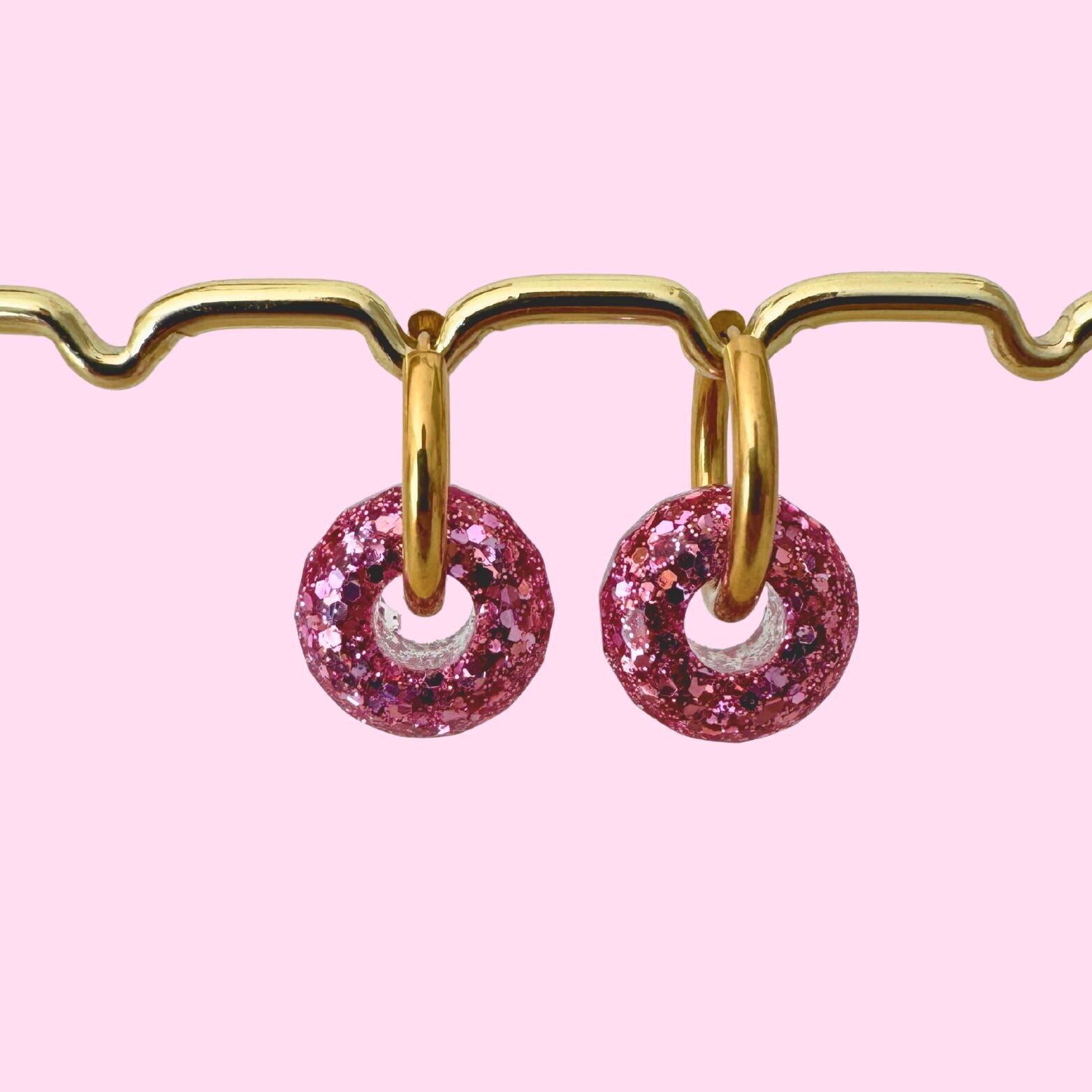 Interchangeable Hoop Earrings - Balls - Pink
