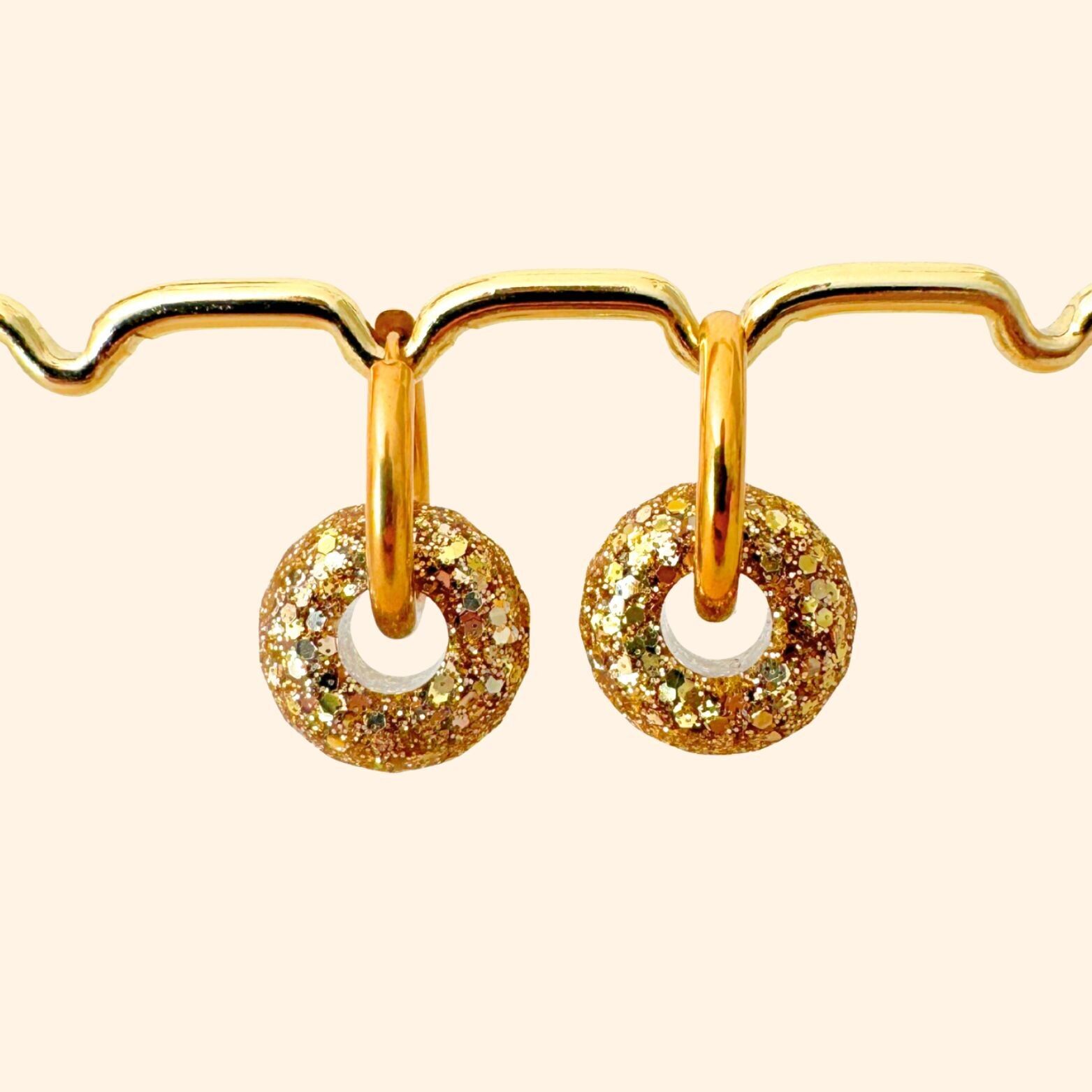 Interchangeable Hoop Earrings - Balls - Gold