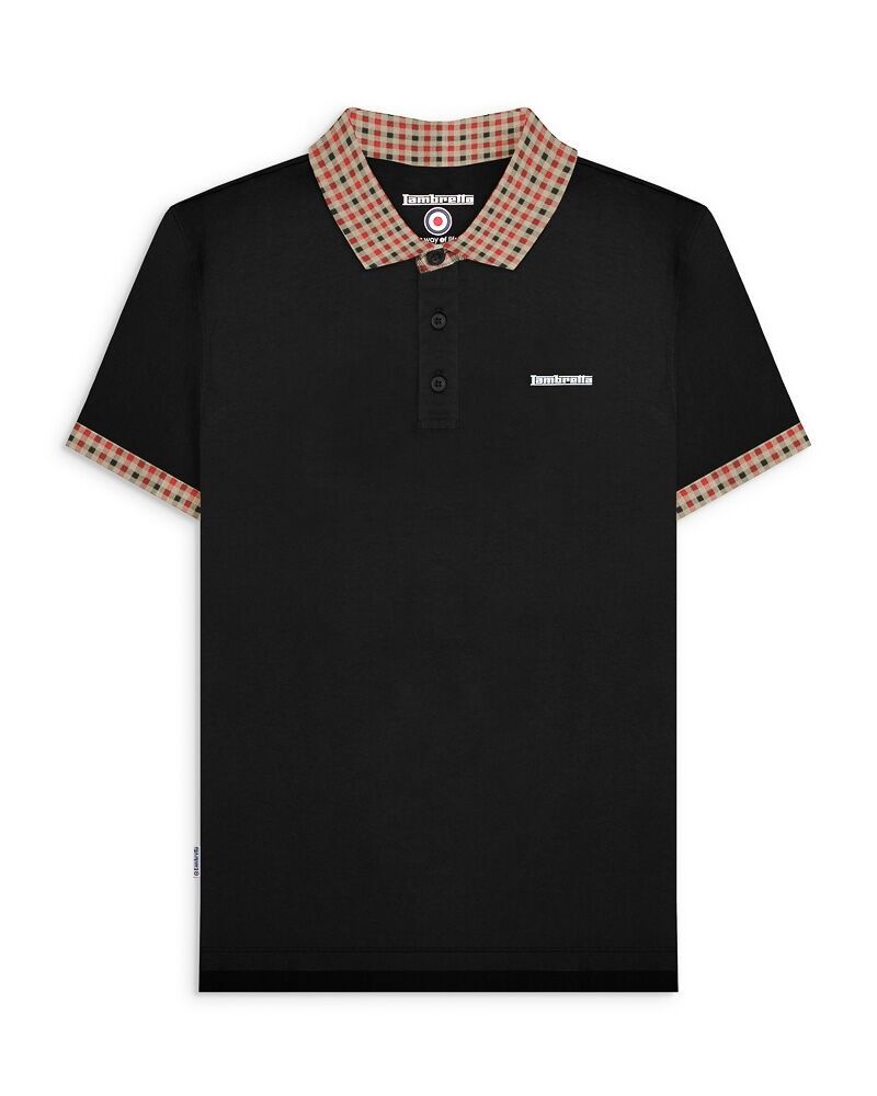 Poloshirt mit Vichy-Kragen AW25 Schwarz