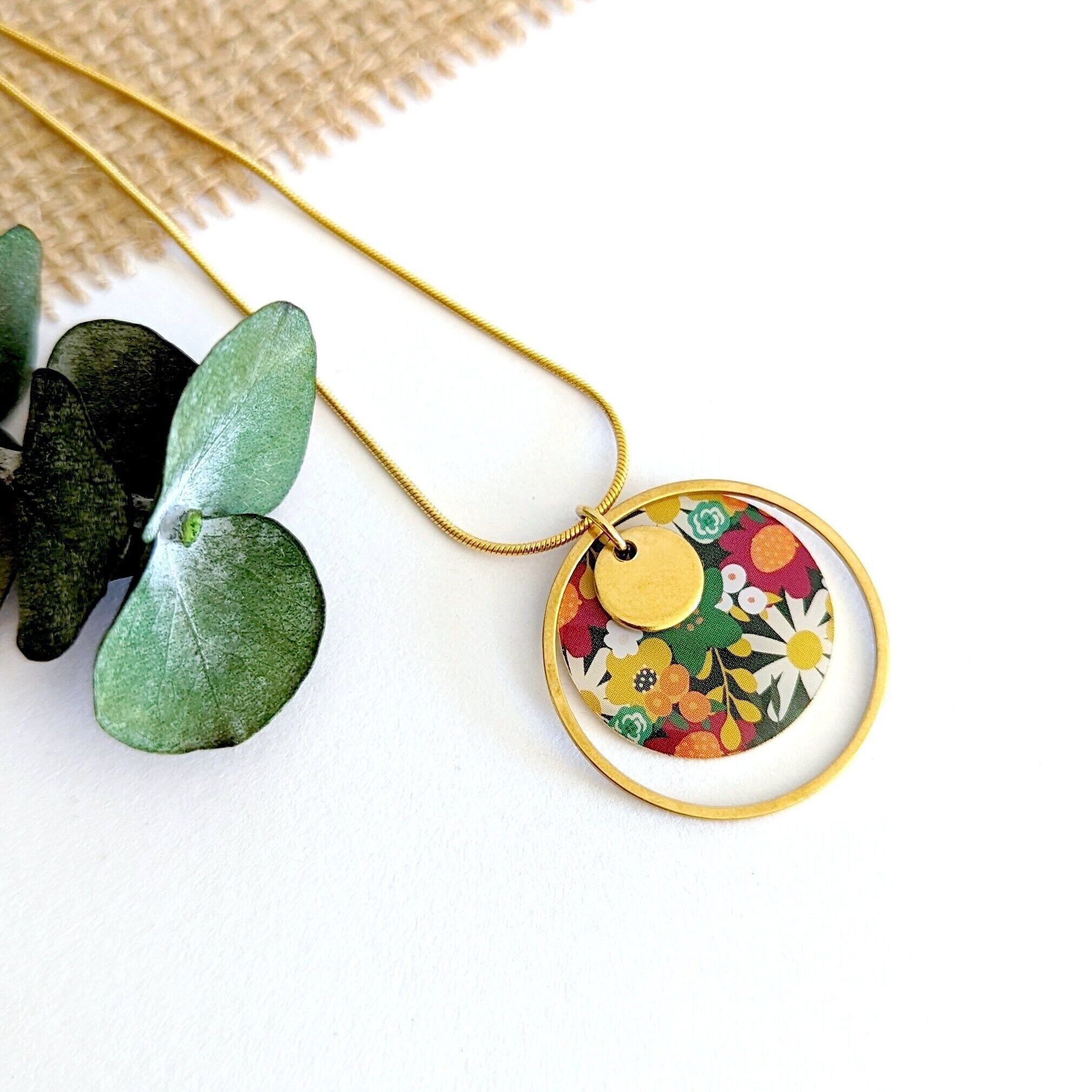 Collana e ciondolo con fiori colorati per donna - Oro o Argento