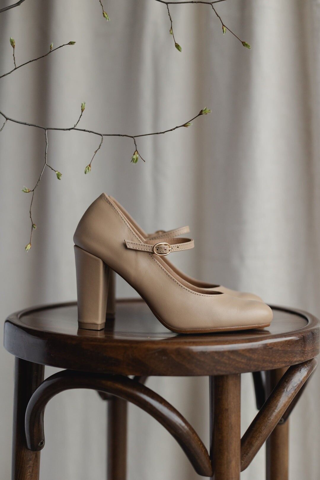 Handgefertigte Lederabsätze (8 cm) - Luna - Beige 35-42