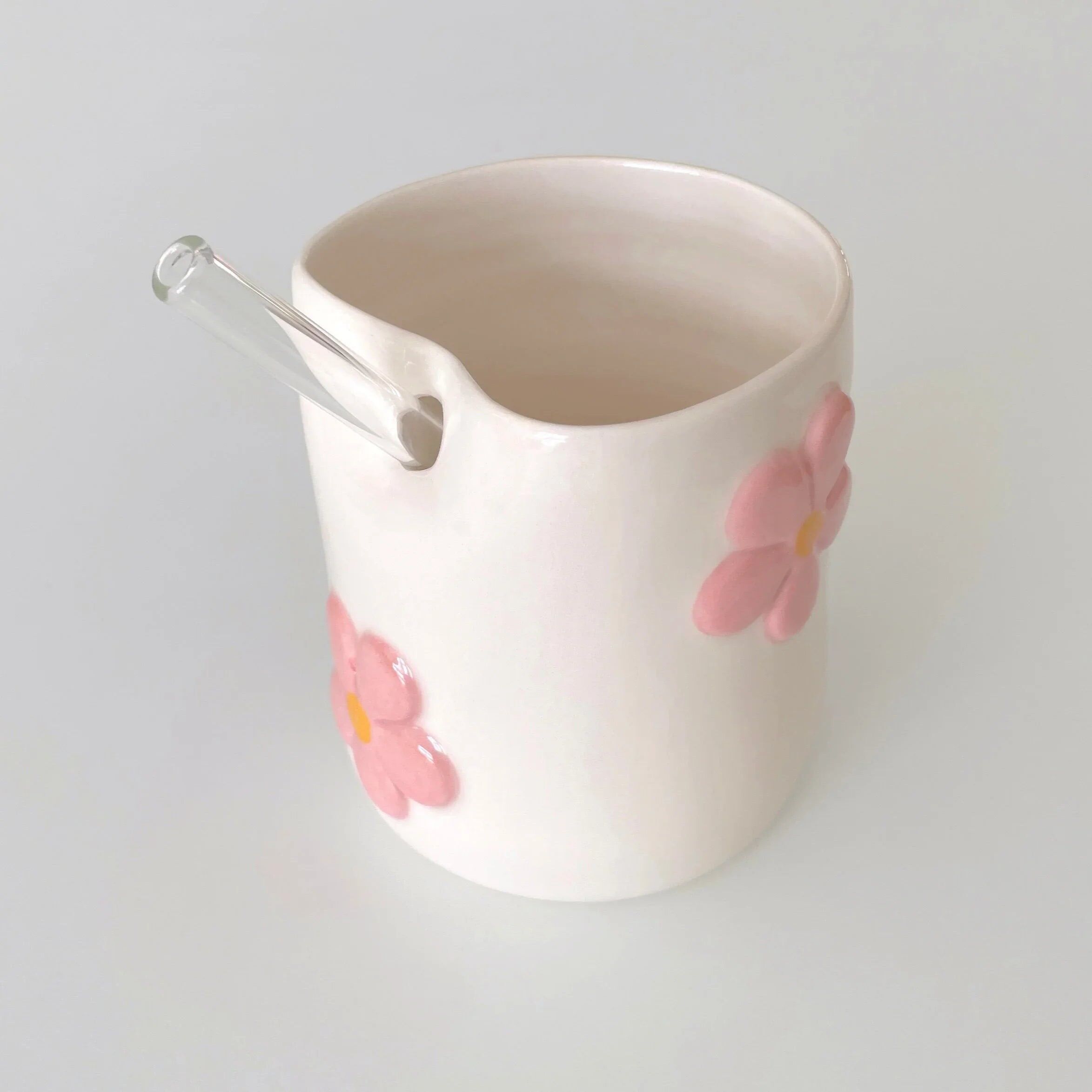 Vaso Blomma de cerámica hecha a mano con flores en relieve 240ml
