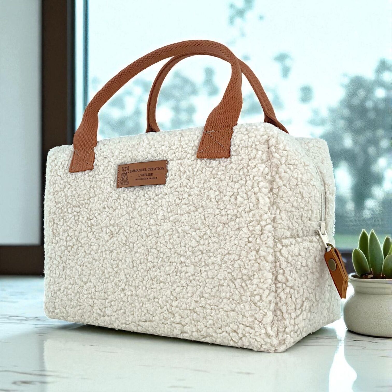 Ice cube S insulated bag, "Bouclette" ecru