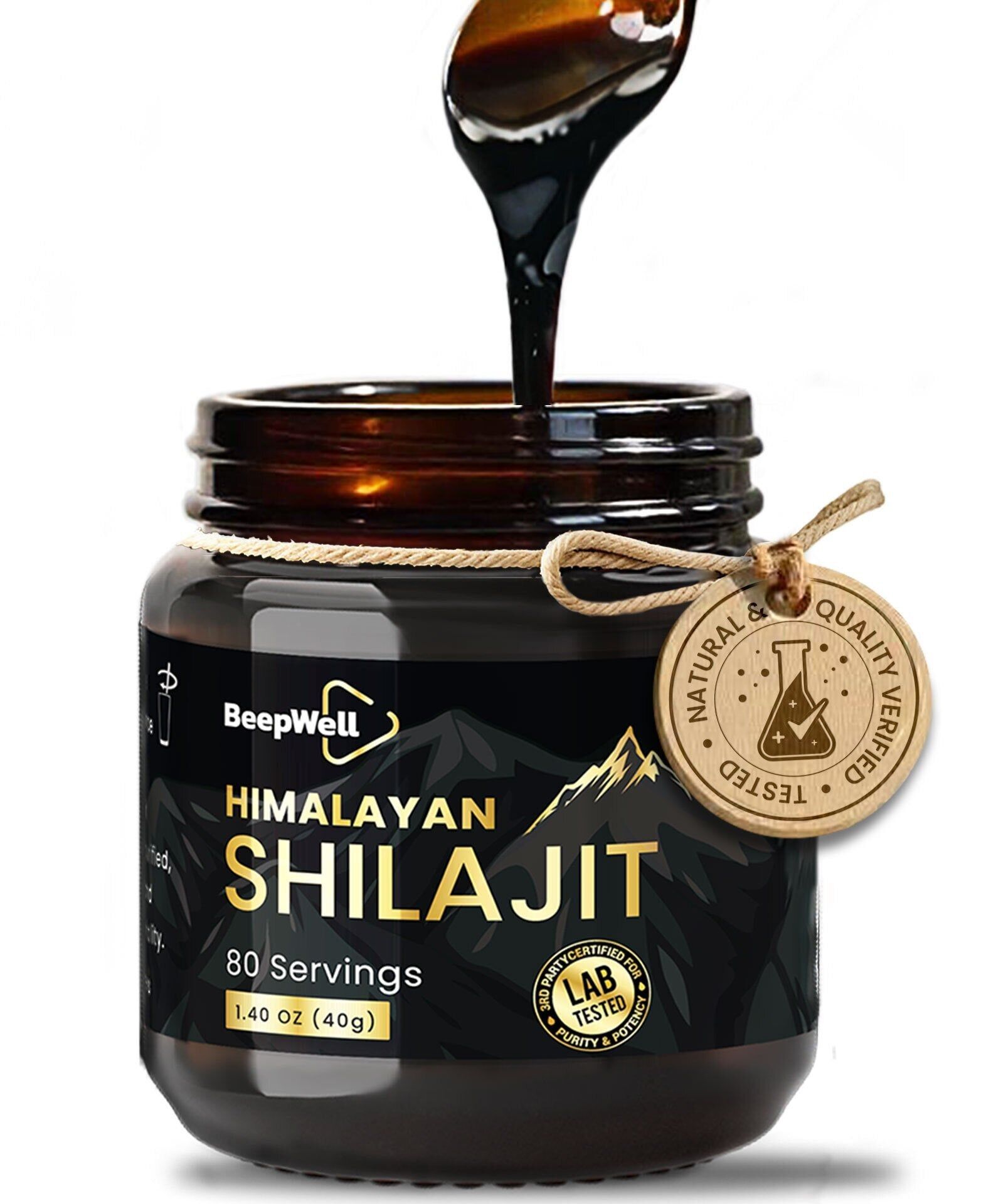Resina de Shilajit del Himalaya BeepWell: resina rica en minerales con ácido fúlvico – 1.40 oz – Aprox.80 porciones