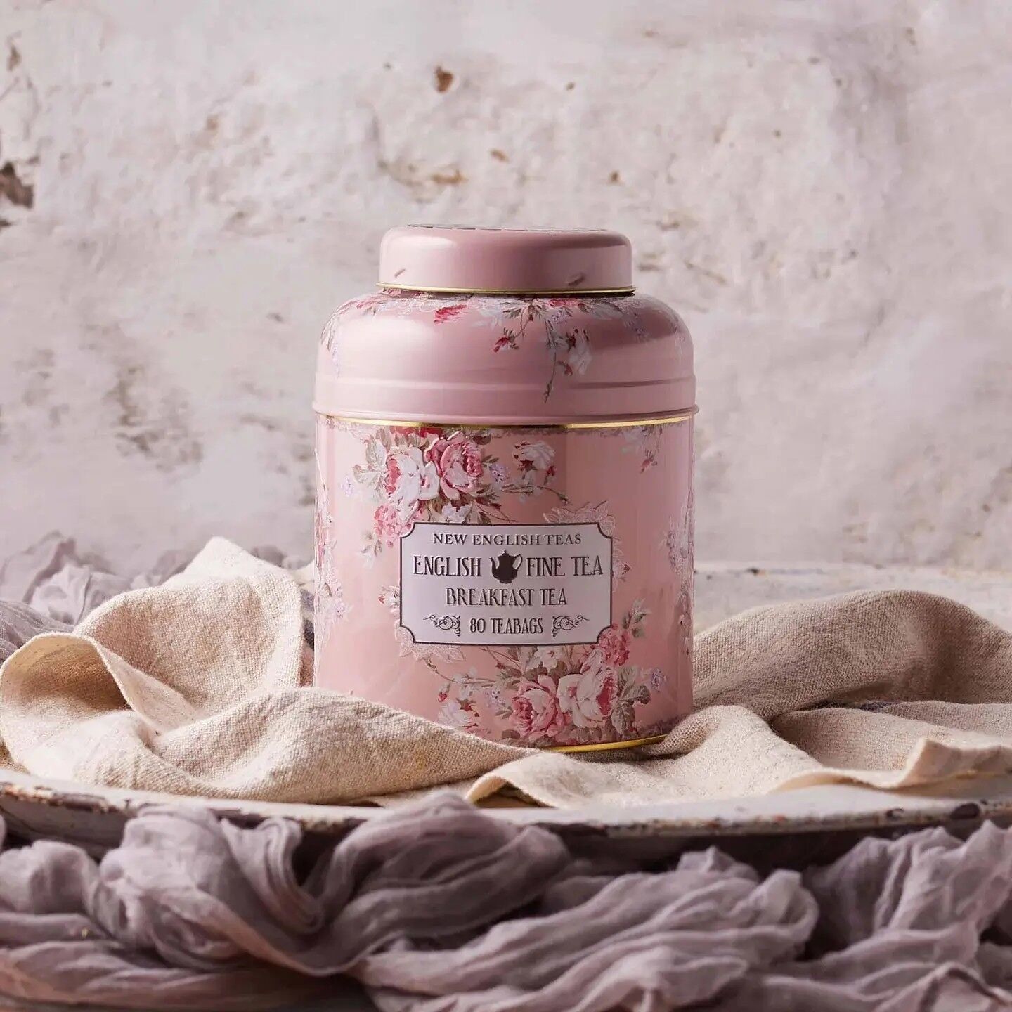 Contenitore per il tè floreale vintage Blush 80 bustine di tè