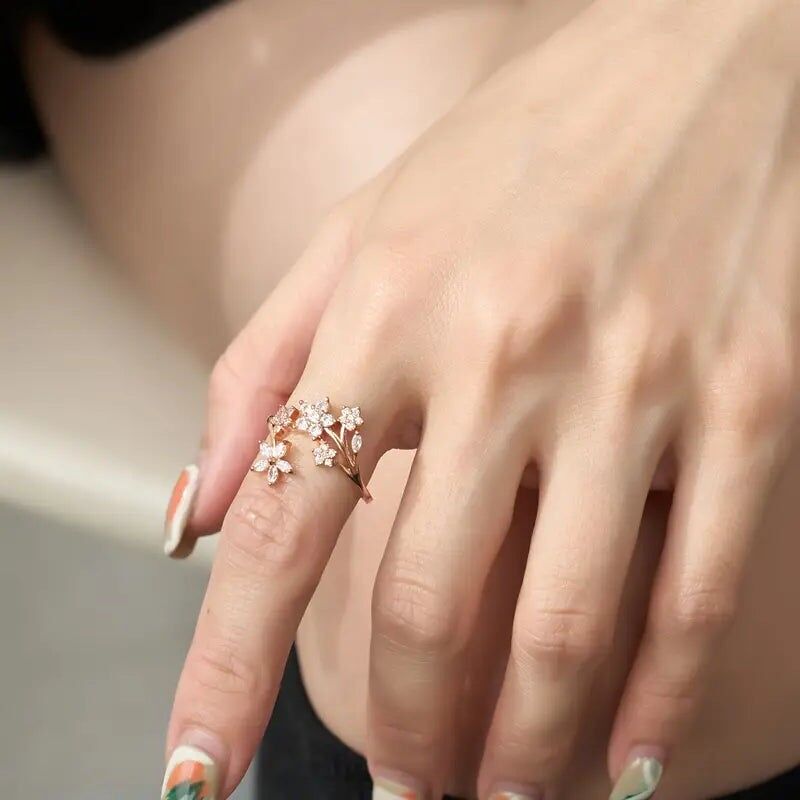 Bague ajustable en zircone - Bijou élégant et décontracté pour femme