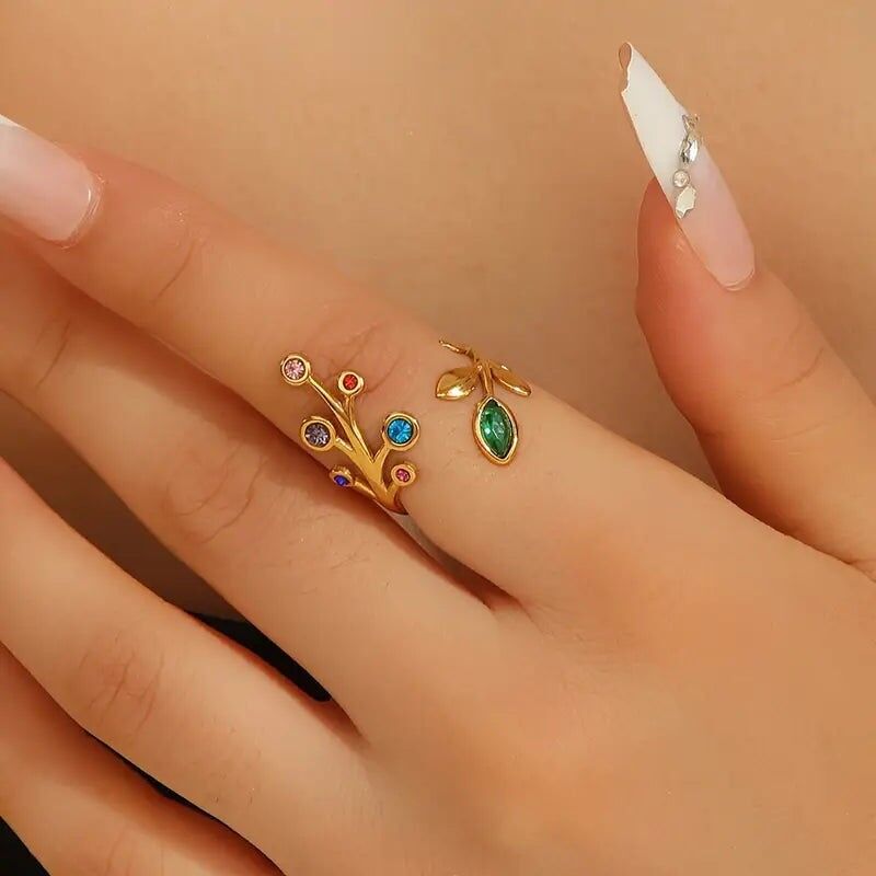 Vintage Strass Ring - Verstellbarer offener Bandschmuck