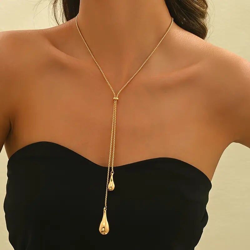 Collier pendentif en forme de larme réglable style bohème