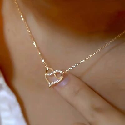 Collana a forma di cuore con ciondolo in zirconia cubica - Regalo di San Valentino per matrimonio