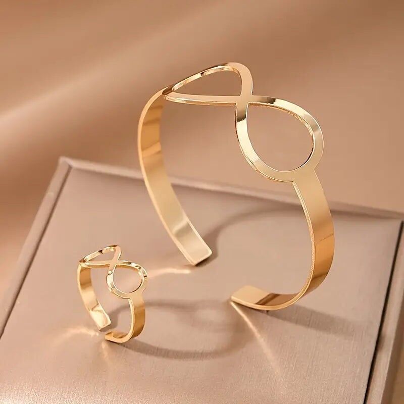 Set di bracciale e anello con fiocco - Gioielli da donna