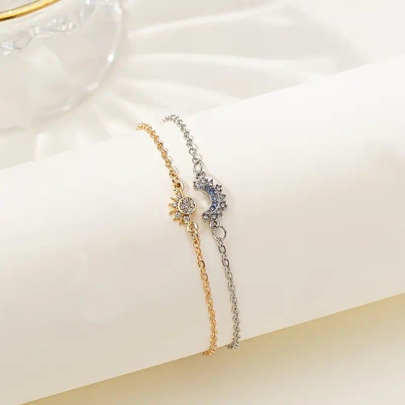 Set di bracciali Sole Luna - Gioielli con braccialetti con ciondoli in lega