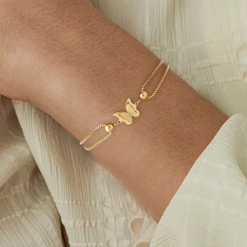 Pulsera de acero inoxidable con dijes para mujer - Hipoalergénica