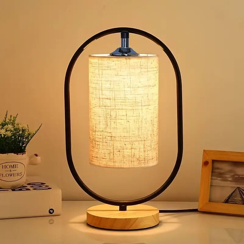 USB Table Lamp - Vintage Fabric Bedside Light