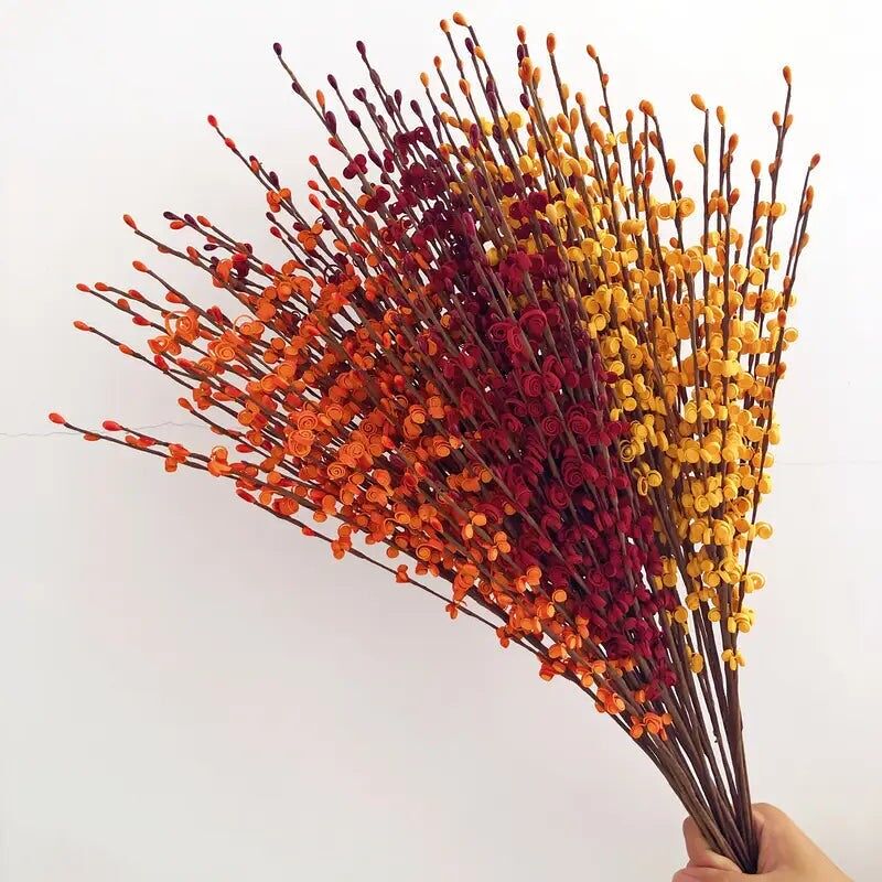 Orange Berry Stems - Artificial Flowers 10 Pack - Fall/Wedding Decor