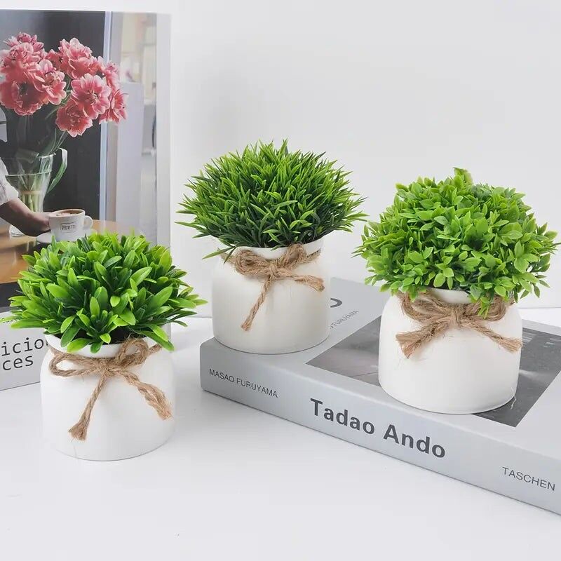 Mini Artificial Potted Plants - 4.72 Inch - Farmhouse Decor