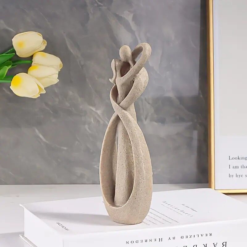 Figurine décorative en grès représentant un couple - Cadeau de Saint-Valentin