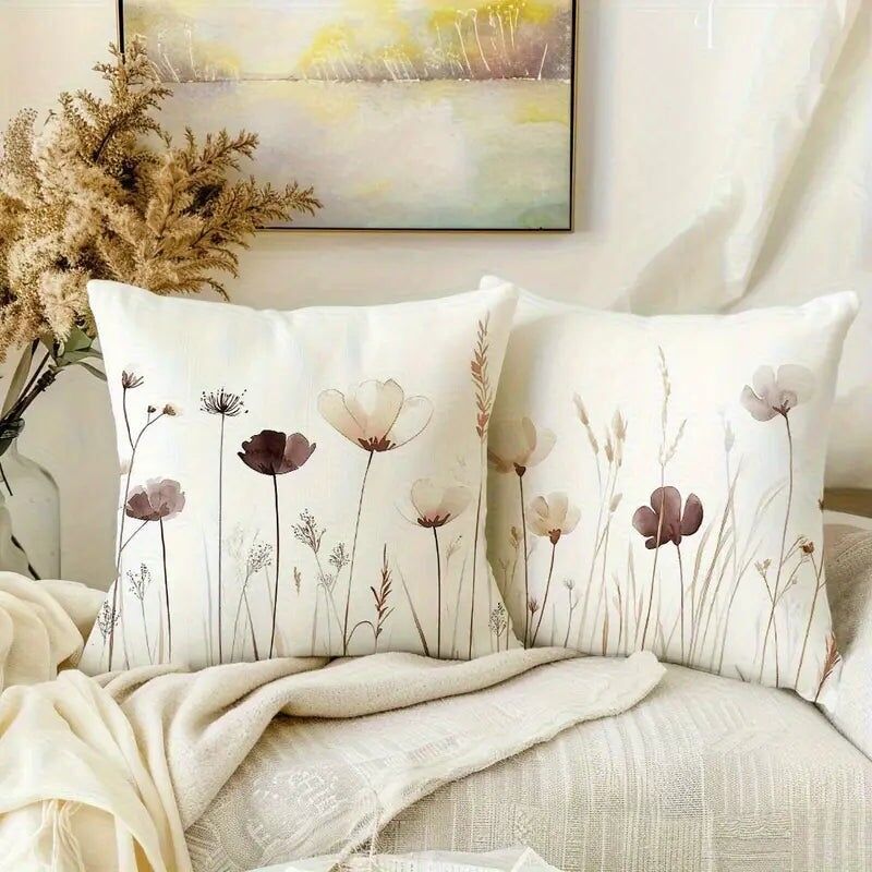 4 federe per cuscini floreali 18x18 beige marrone - federe decorative