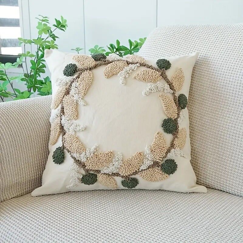 Velvet Floral Embroidery Pillow Cover - Sofa Cushion Home Decor