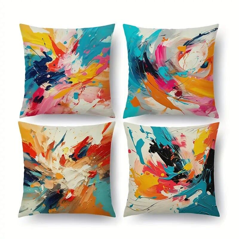 Abstract Throw Pillow Covers 4 Pack - Modern Decorative Cushion Cases