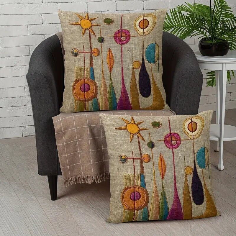 Geometric Pillowcases - 18x18 Vintage Abstract Decor