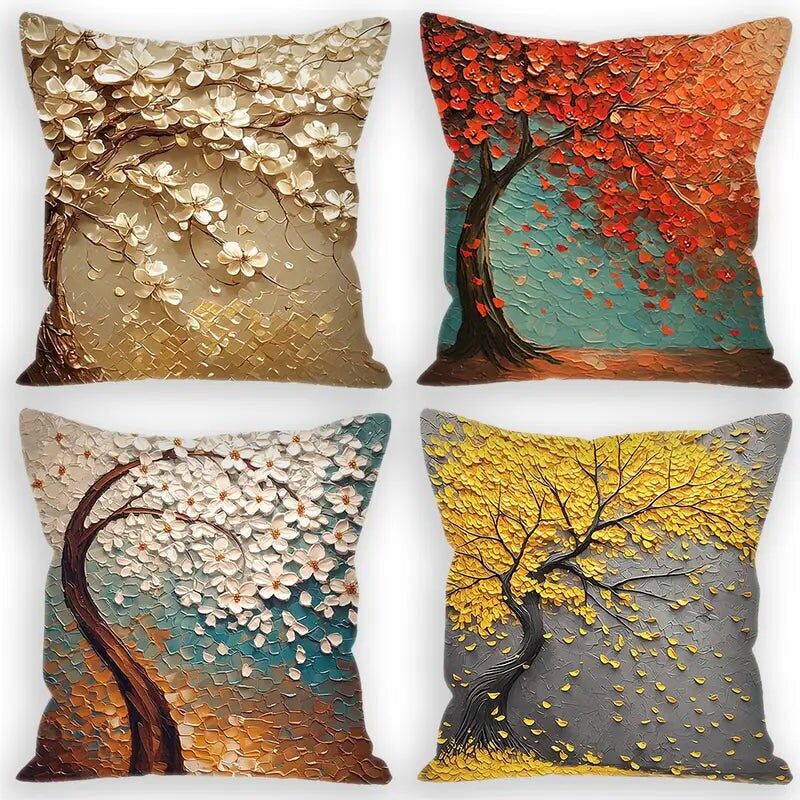 Summer Throw Pillow Covers 45x45cm - Soft Plush Decorative Cushion Cases