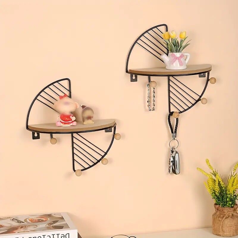 Mensola portaoggetti galleggiante in metallo a forma di conchiglia – Organizer decorativo da parete per camera da letto e ingresso