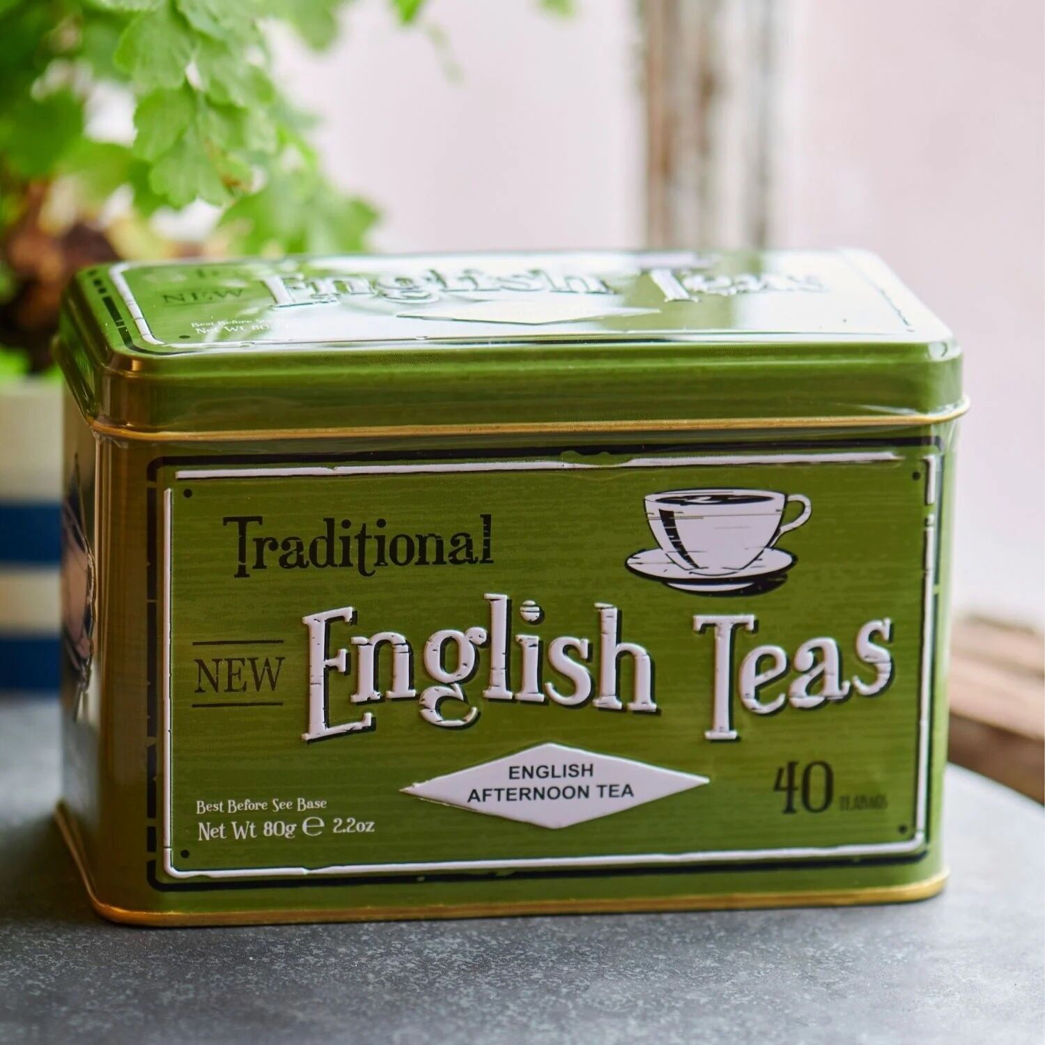 Vintage Green English Afternoon Tea Tin 40 Teabags
