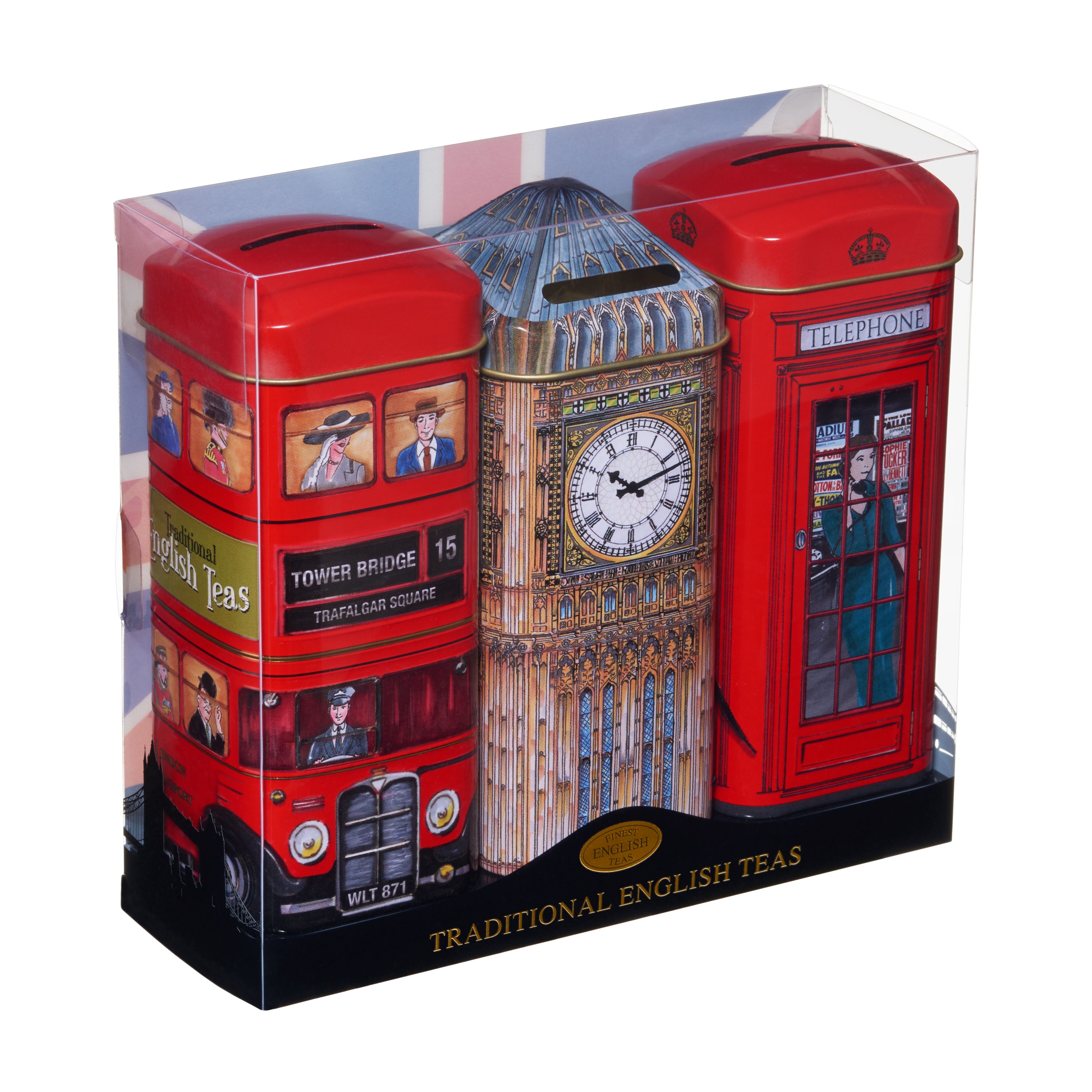 Set regalo con cabina telefonica, autobus e cassetta delle lettere della gamma Heritage