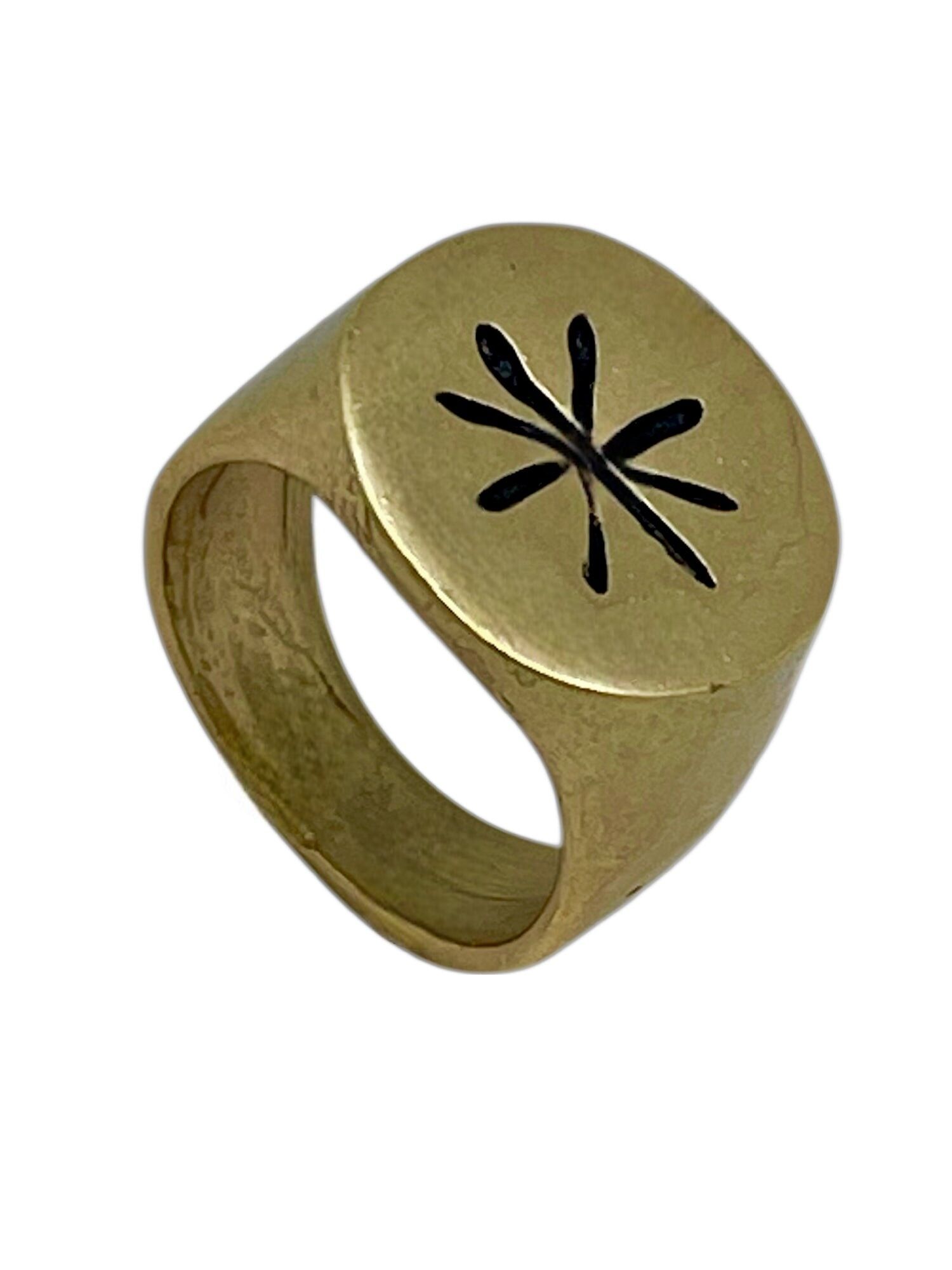 Anello con sigillo a stella in ottone placcato oro