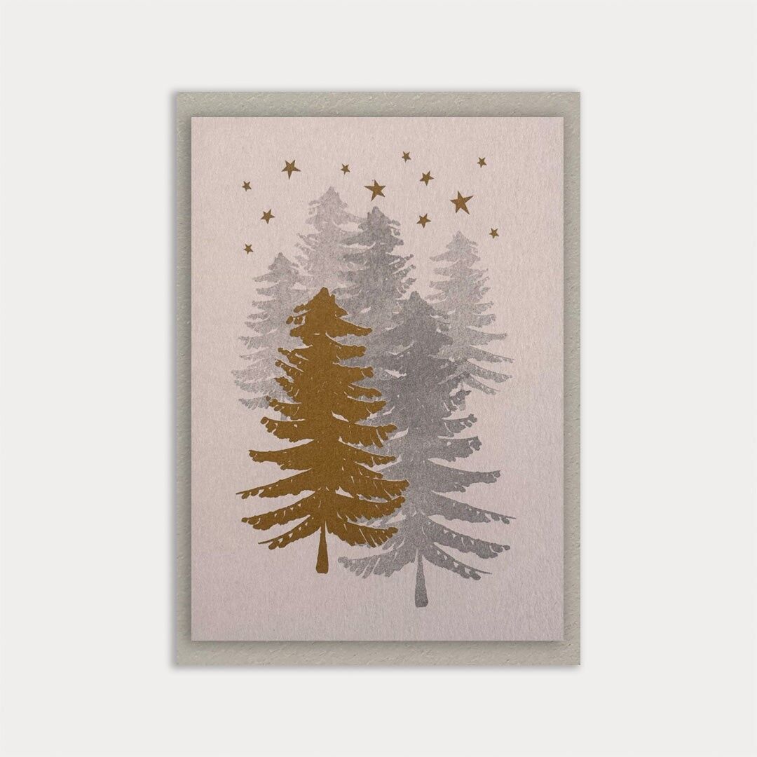 Carte de Noël avec enveloppe / Sapins de Noël / Papier Gmund Premium