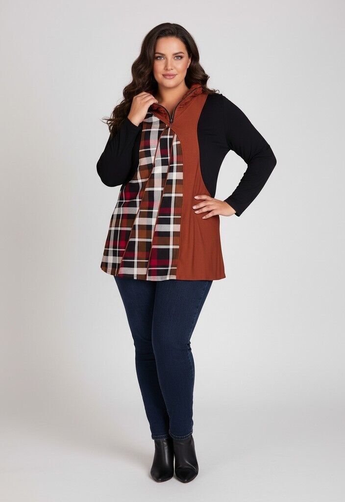 Tunique grande taille imprimé carreaux (A515)