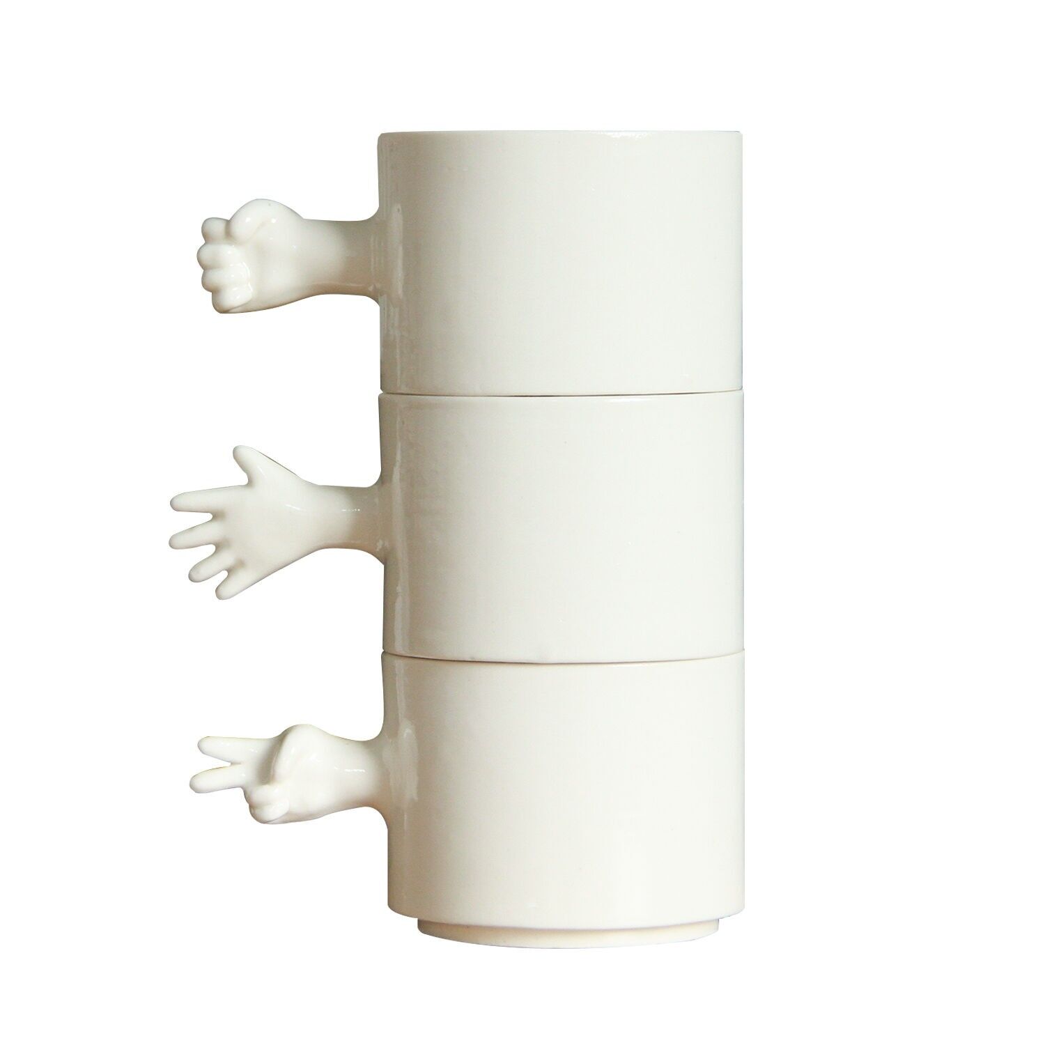 Set di tazze in ceramica Gestures-Sasso-carta-forbici (110 ml)