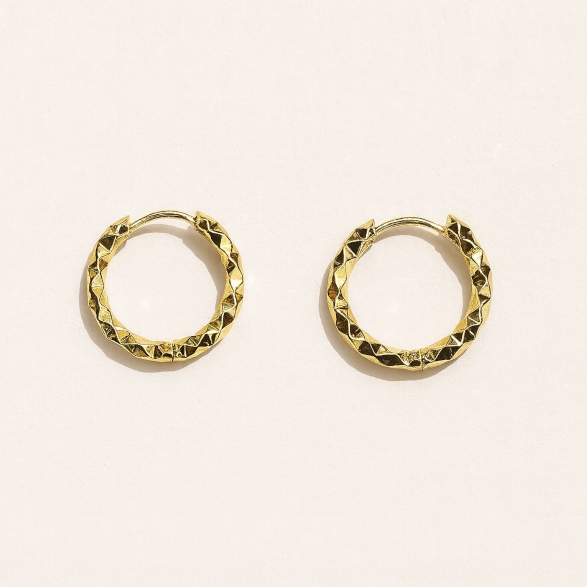 Orecchini a cerchio in acciaio inossidabile sfaccettato placcato oro