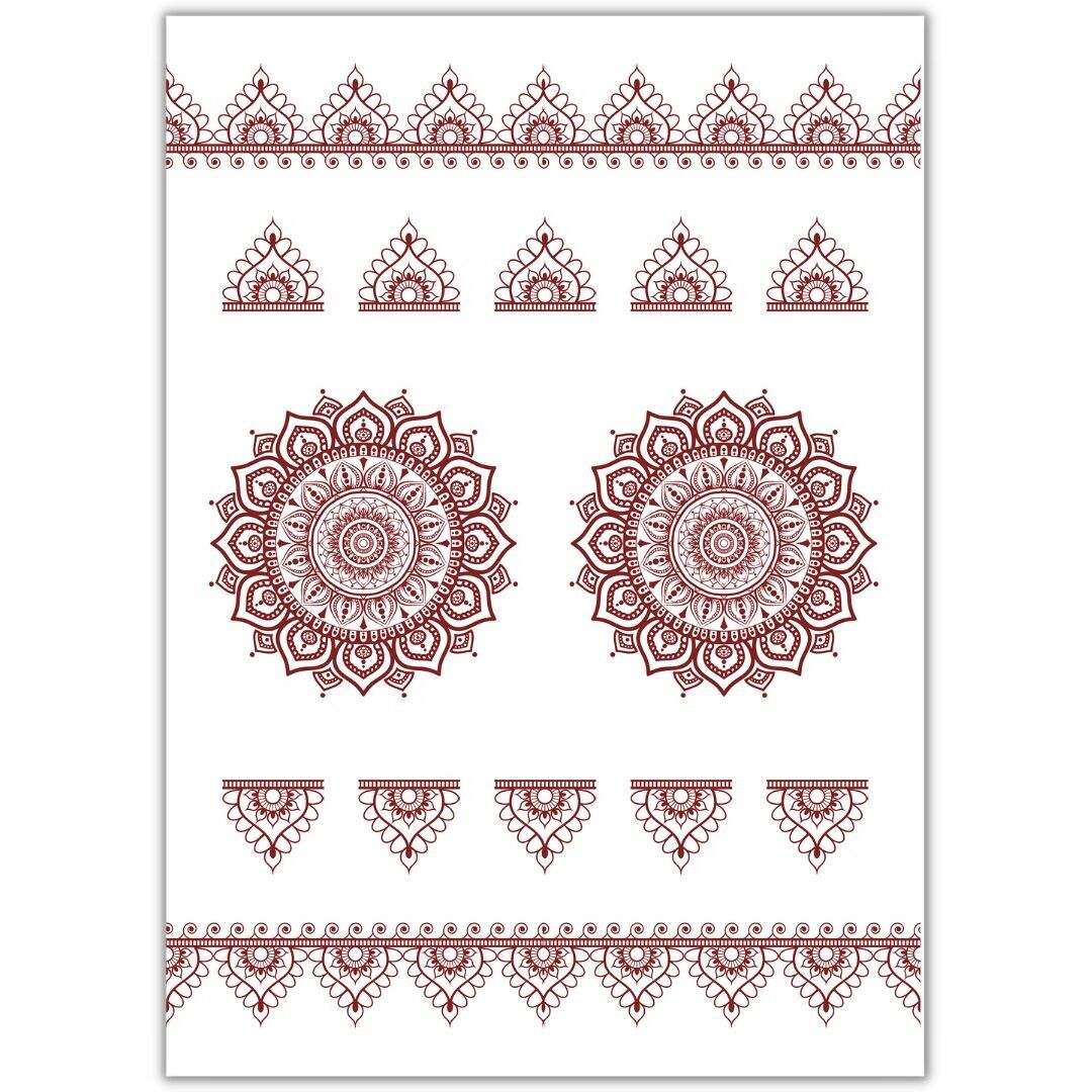 Henna Mehndi Tattoo Sheet - Paisley Mandala 1