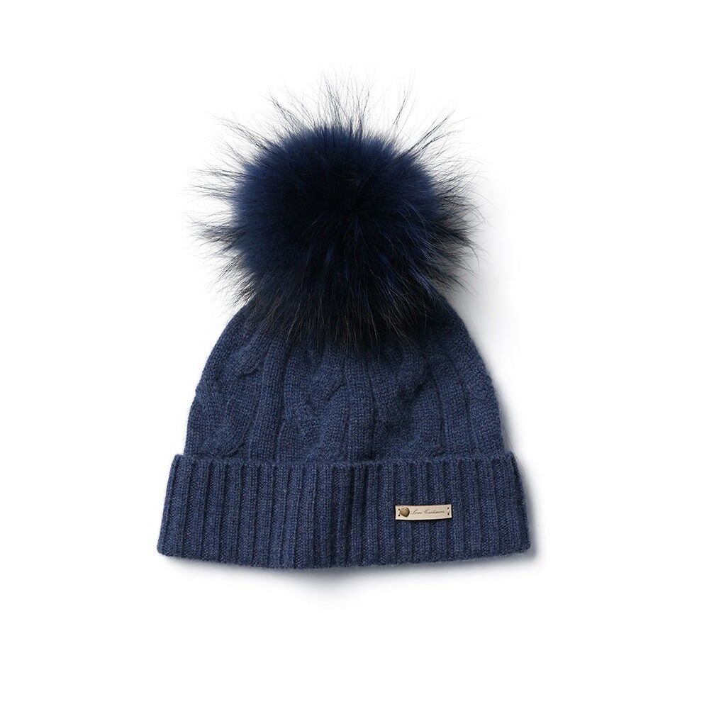 POM POM - Cappello 100% cashmere con motivo a trecce