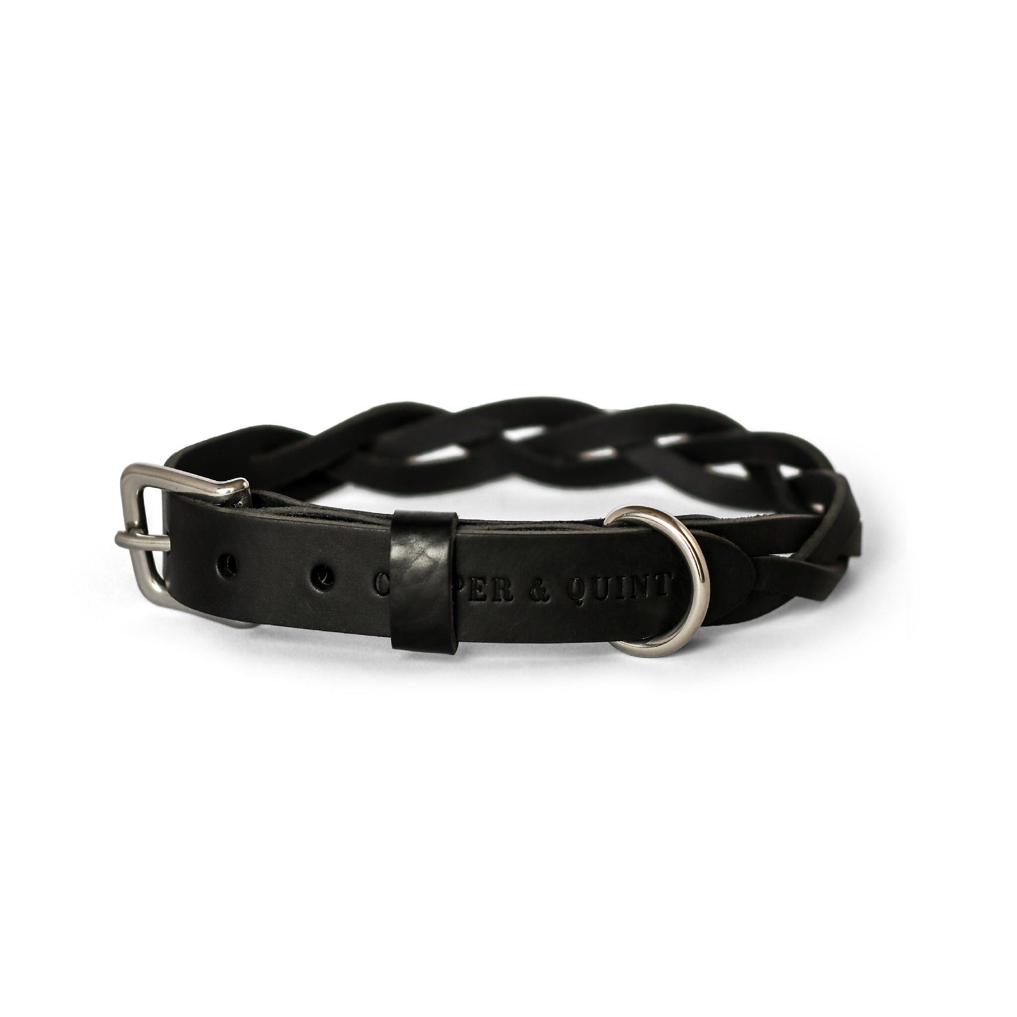 Twisted Leather Dog Collar | Black
