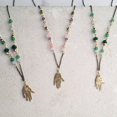 Hand Amulet Necklace__Green