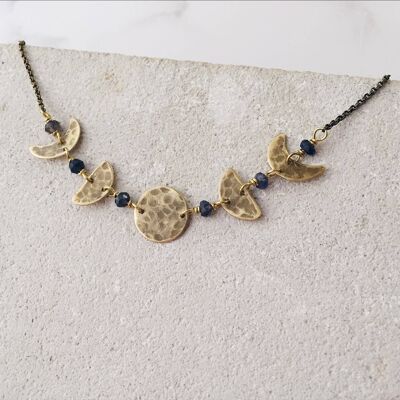 Five Moon Phases Necklace__Dark blue