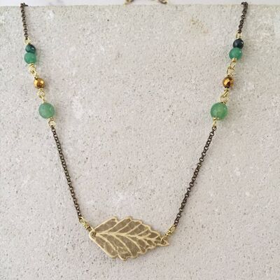 Aschenblatt-Halskette, grüner Aventurin