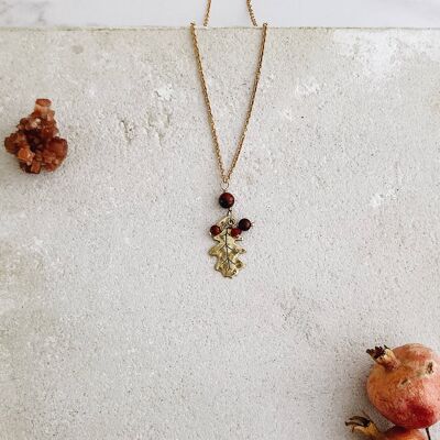 Oak Leaf Necklace, Red Jasper And Carnelian